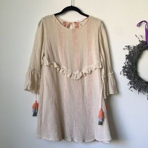 Zara mesh Mini dresss with Pom-pom detail sleeve